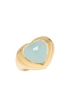 Missoma Ring Heart Aqua Chalcedony Aus Gold