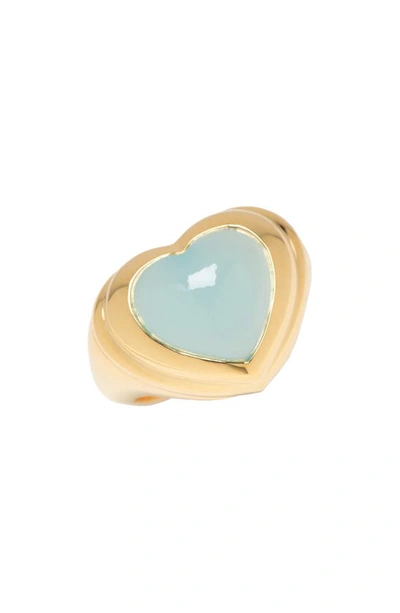 Missoma Ring Heart Aqua Chalcedony Aus Gold In Aqua Gold
