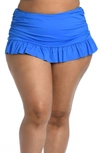 La Blanca Island Goddess Skirted Bikini Bottoms In Capri Blue