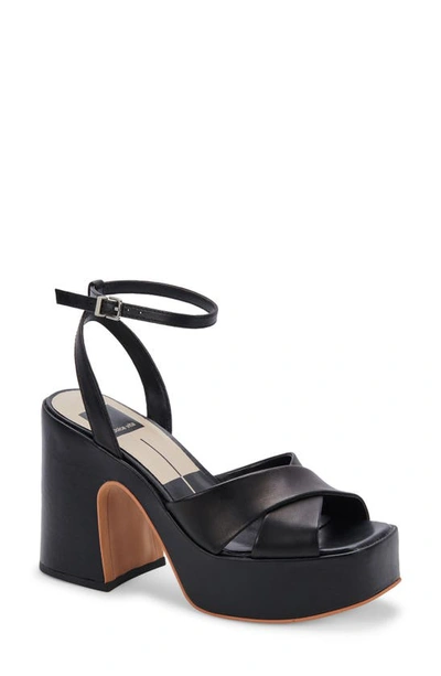 Dolce Vita Women's Wessi Strappy Platform Sandals Women's Shoes In Black Leather