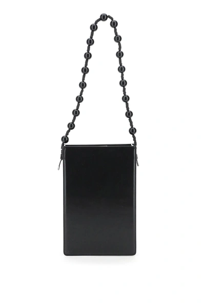 Low Classic Beaded-handle Leather Shoulder Bag In Black
