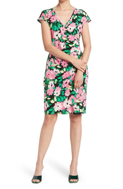 Love By Design Delaney Cap Sleeve Side Ruched Midi Dress In Rosie