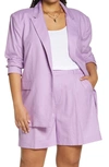 Open Edit Oversize Linen Blend Blazer In Purple Spectre