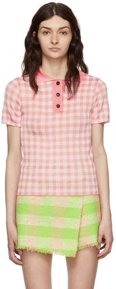 Msgm Gingham Check Polo Dress In Multi