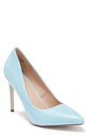 Chase & Chloe Pointed Toe Pump In Light Blue Patent
