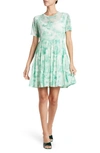 Love By Design Cate Floral Print Tiered T-shirt Dress In Sage Tie Dye