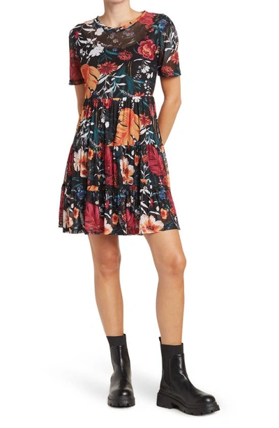 Love By Design Cate Floral Print Tiered T-shirt Dress In Sedge