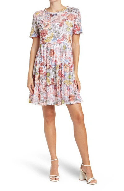 Love By Design Cate Floral Print Tiered T-shirt Dress In Paint Flowers