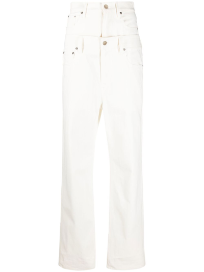 Ac9 Double-waist Straight-leg Jeans In White