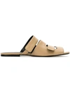Gloria Coelho Leather Flat Sandals - Brown