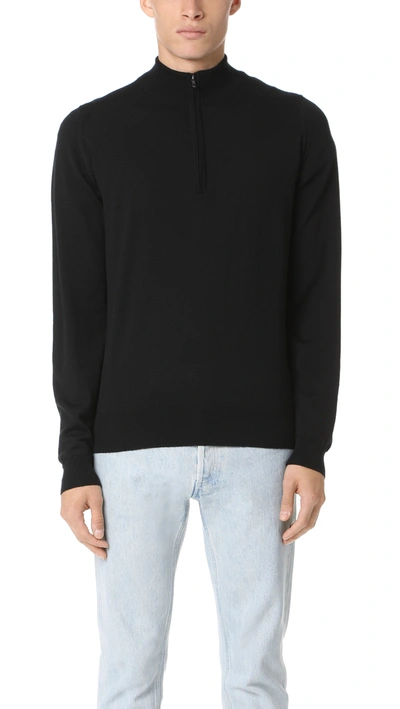 John Smedley Tapton Half Zip Sweater In Black