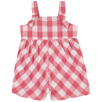 Mayoral Kids' Gingham Overall Shorts Camelia Pink