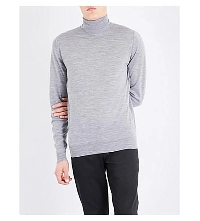 John Smedley Richards Turtleneck Wool Jumper In Silver