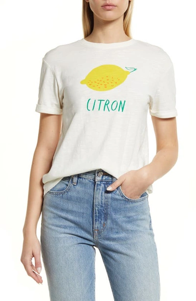Boden Turn Up Graphic Tee In Ivory Lemon