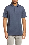 Travismathew The Heater Solid Short Sleeve Performance Polo In Vintage Indigo/ Black