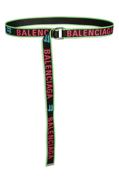 Balenciaga Logo D-ring Belt In Acid Green