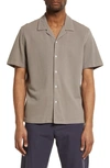 Rag & Bone Avery Short Sleeve Jersey Button-up Shirt In Black Grey