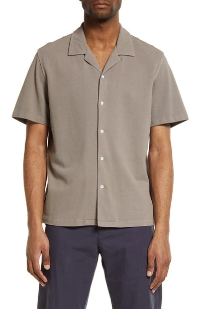 Rag & Bone Avery Short Sleeve Jersey Button-up Shirt In Driftwood