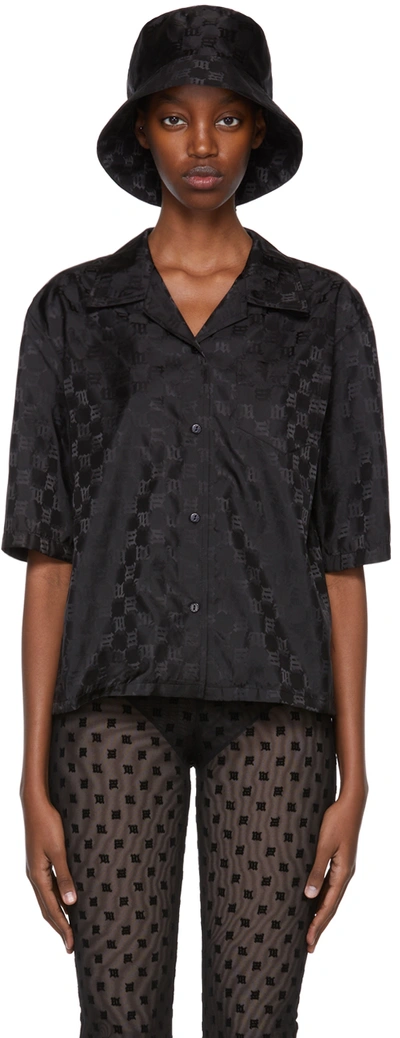 Misbhv Monogram Nylon Cropped Shirt In Black