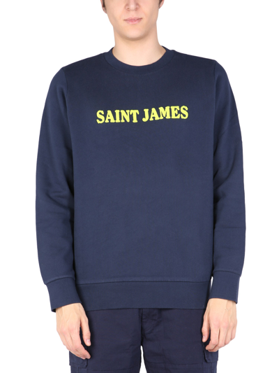 Saint James Sweatshirt With Logo Print In Blue