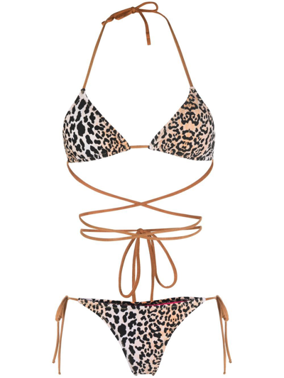 Reina Olga Miami Leopard-print Bikini Set In Multicolore