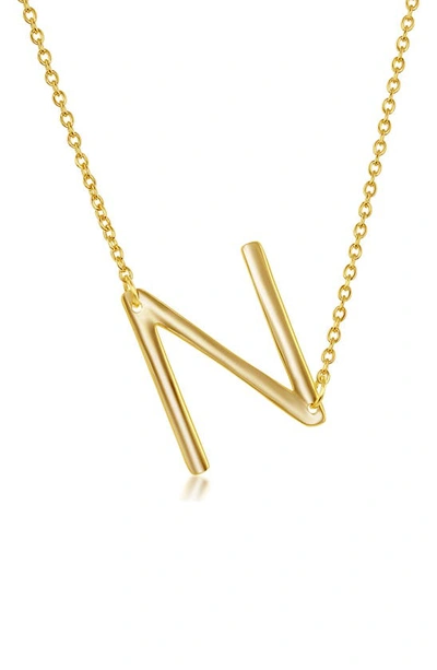 Simona Gold Plated Sterling Silver Sideways Initial Necklace In Gold - N