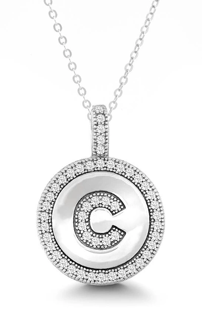 Simona Sterling Silver & Cubic Zirconia Micro Pavé Circle Initial Pendant Necklace In Silver-c