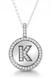 Simona Sterling Silver & Cubic Zirconia Micro Pavé Circle Initial Pendant Necklace In Silver-k