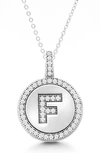 Simona Sterling Silver & Cubic Zirconia Micro Pavé Circle Initial Pendant Necklace In Silver-f