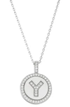 Simona Sterling Silver & Cubic Zirconia Micro Pavé Circle Initial Pendant Necklace In Silver-y