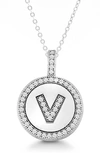 Simona Sterling Silver & Cubic Zirconia Micro Pavé Circle Initial Pendant Necklace In Silver-v