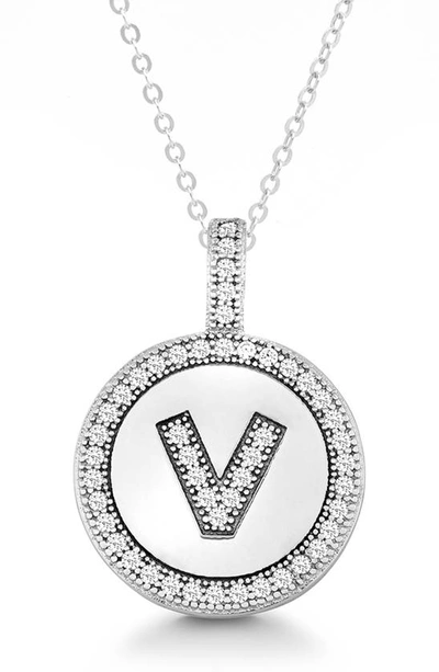 Simona Sterling Silver & Cubic Zirconia Micro Pavé Circle Initial Pendant Necklace In Silver-v