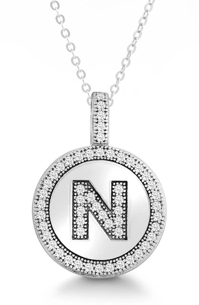 Simona Sterling Silver & Cubic Zirconia Micro Pavé Circle Initial Pendant Necklace In Silver-n
