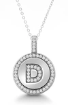 Simona Sterling Silver & Cubic Zirconia Micro Pavé Circle Initial Pendant Necklace In Silver-d