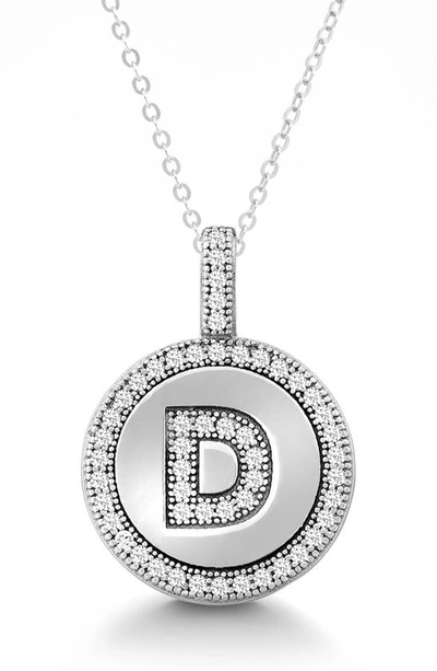 Simona Sterling Silver & Cubic Zirconia Micro Pavé Circle Initial Pendant Necklace In Silver-d