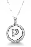 Simona Sterling Silver & Cubic Zirconia Micro Pavé Circle Initial Pendant Necklace In Silver-p