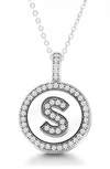 Simona Sterling Silver & Cubic Zirconia Micro Pavé Circle Initial Pendant Necklace In Silver-s