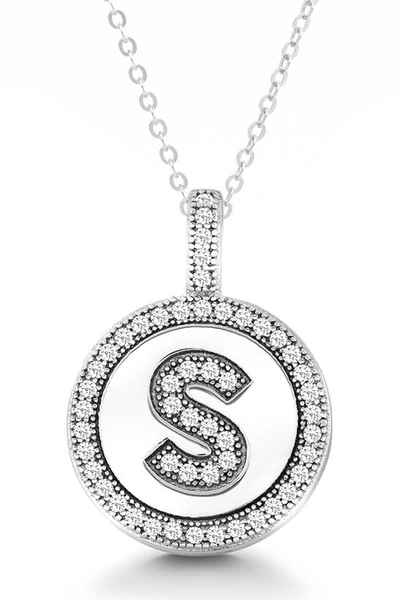Simona Sterling Silver & Cubic Zirconia Micro Pavé Circle Initial Pendant Necklace In Silver-s