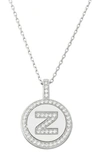 Simona Sterling Silver & Cubic Zirconia Micro Pavé Circle Initial Pendant Necklace In Silver-z