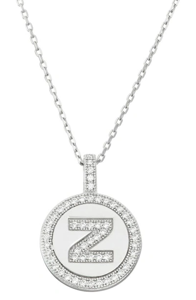 Simona Sterling Silver & Cubic Zirconia Micro Pavé Circle Initial Pendant Necklace In Silver-z
