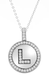 Simona Sterling Silver & Cubic Zirconia Micro Pavé Circle Initial Pendant Necklace In Silver-l