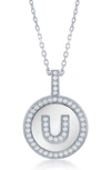 Simona Sterling Silver & Cubic Zirconia Micro Pavé Circle Initial Pendant Necklace In Silver-u
