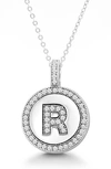 Simona Sterling Silver & Cubic Zirconia Micro Pavé Circle Initial Pendant Necklace In Silver-r