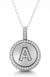 Simona Sterling Silver & Cubic Zirconia Micro Pavé Circle Initial Pendant Necklace In Silver-a