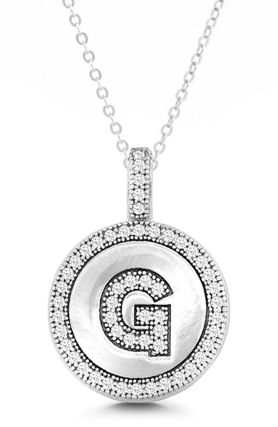 Simona Sterling Silver & Cubic Zirconia Micro Pavé Circle Initial Pendant Necklace In Silver-g