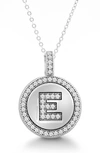 Simona Sterling Silver & Cubic Zirconia Micro Pavé Circle Initial Pendant Necklace In Silver-e