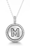 Simona Sterling Silver & Cubic Zirconia Micro Pavé Circle Initial Pendant Necklace In Silver-m