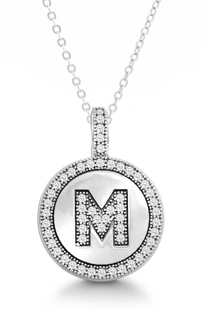 Simona Sterling Silver & Cubic Zirconia Micro Pavé Circle Initial Pendant Necklace In Silver-m