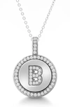Simona Sterling Silver & Cubic Zirconia Micro Pavé Circle Initial Pendant Necklace In Silver-b