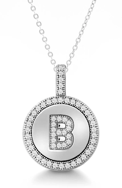 Simona Sterling Silver & Cubic Zirconia Micro Pavé Circle Initial Pendant Necklace In Silver-b